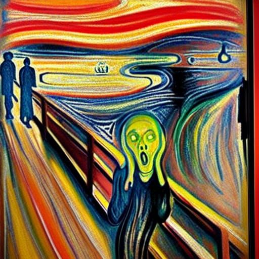 The Scream in Gold: Neo-Impressionist Oil Painting