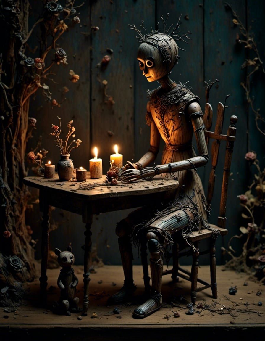 Oddity <lora:Creepy Doll:1.0><lora:WoodenUknow:1.0>