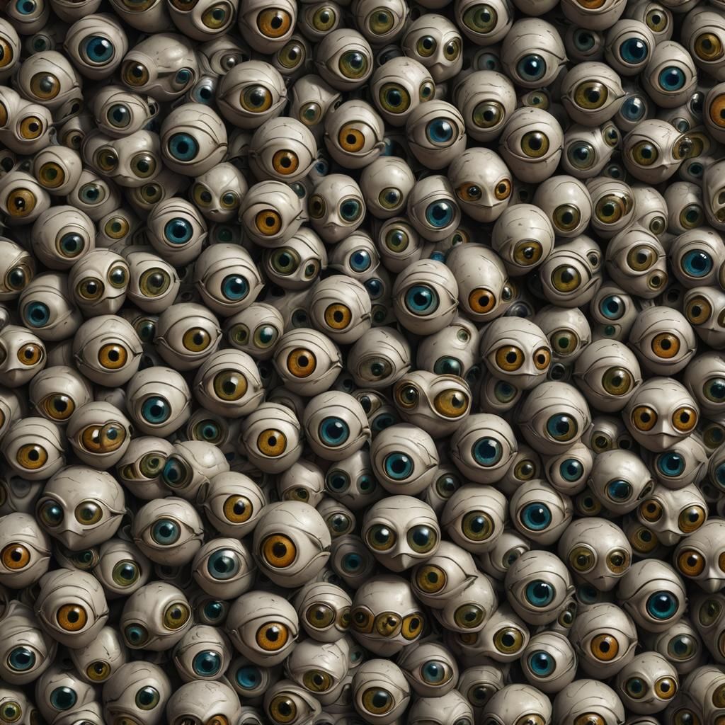 Surreal Wall of Eyes in Detailed Matte Painting