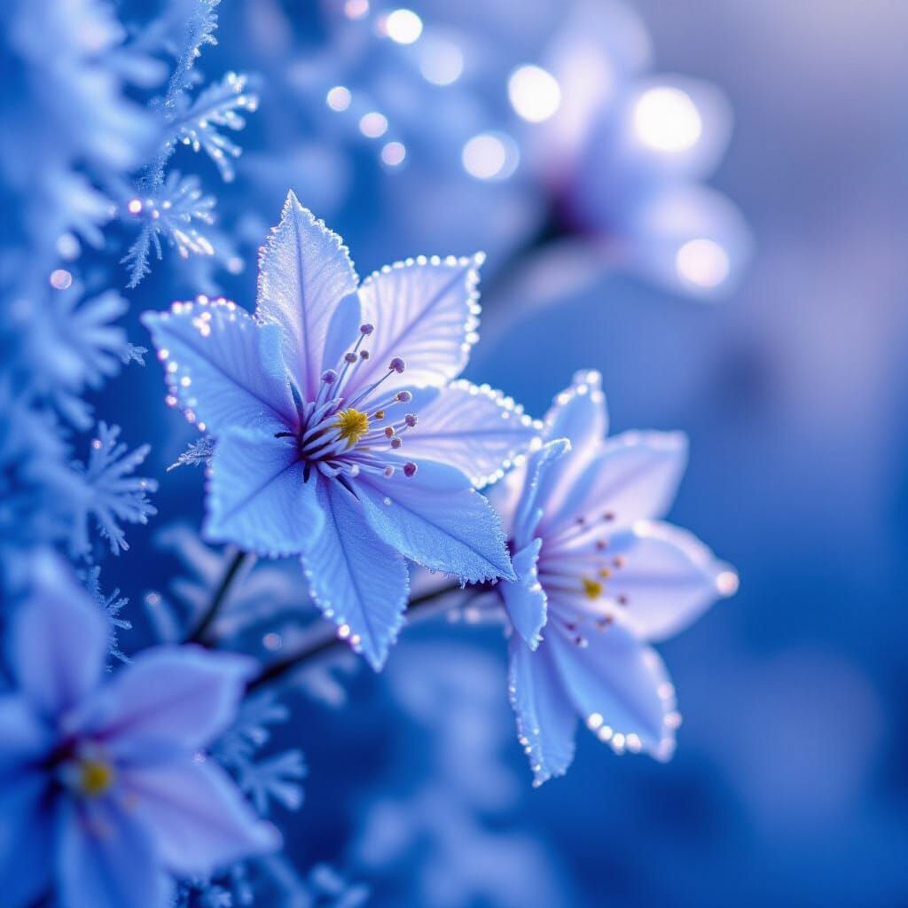 Intricate Ice Flowers on Frosty Window