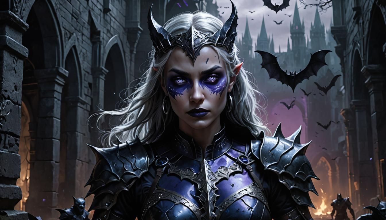 Drow Female in Sinister Surroundings: Dark Fantasy Art
