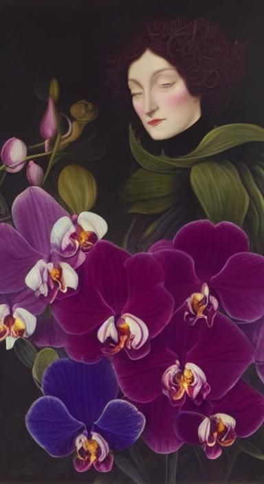 An aesthetically beautiful flower person, who has an androgy...