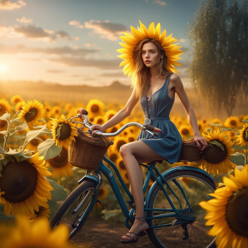 Girl in Sunflower Field: Fantasy Concept Art