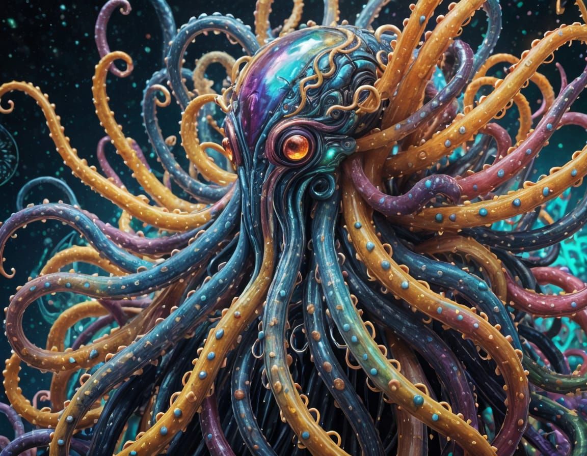 Psychedelic Biopunk Eldritch Abstract in Neon Colors