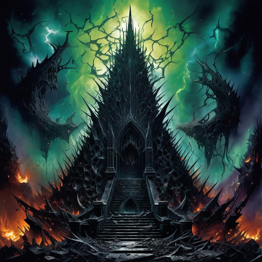 (Heavy metal album cover without words:1.5)