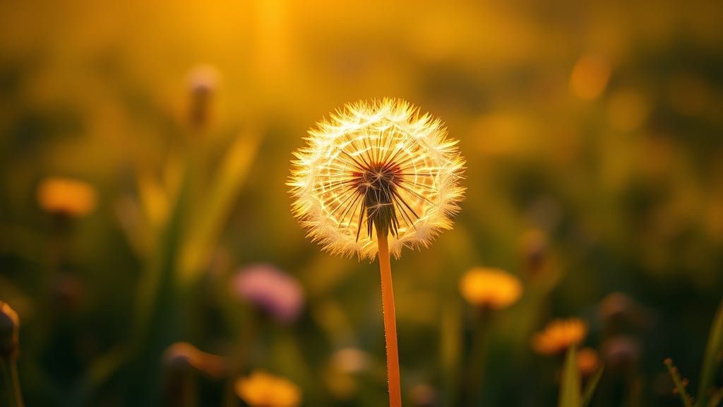 Delicate Dandelion Clock in a Vibrant Meadow