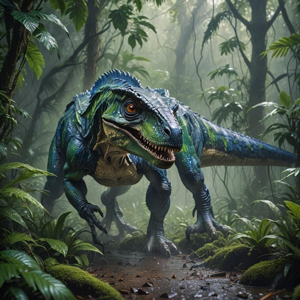 Surreal Hyperrealistic Fantasy Portrait in Wet Rainforest