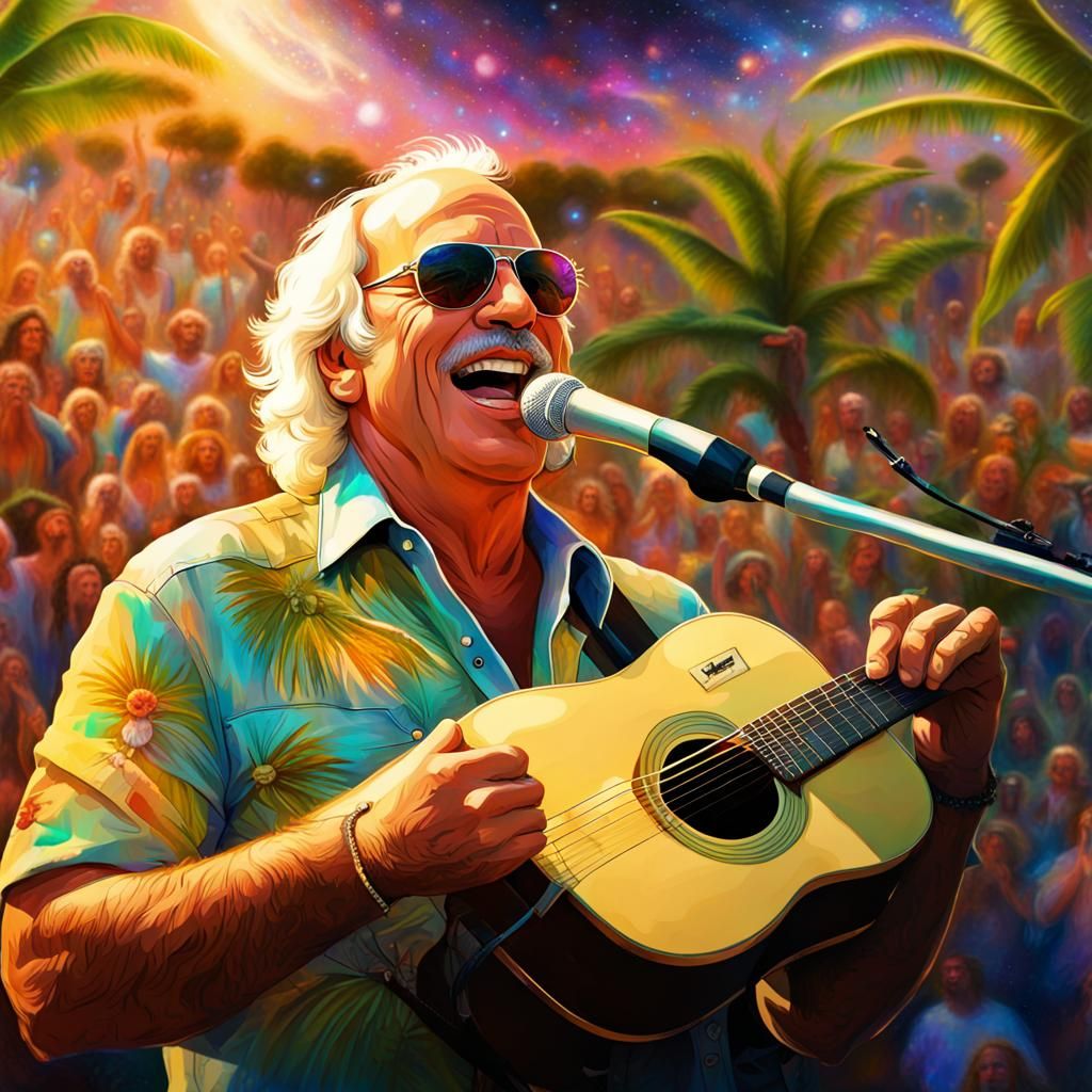 Jimmy Buffett Sings to Angels: Cosmic Illustration