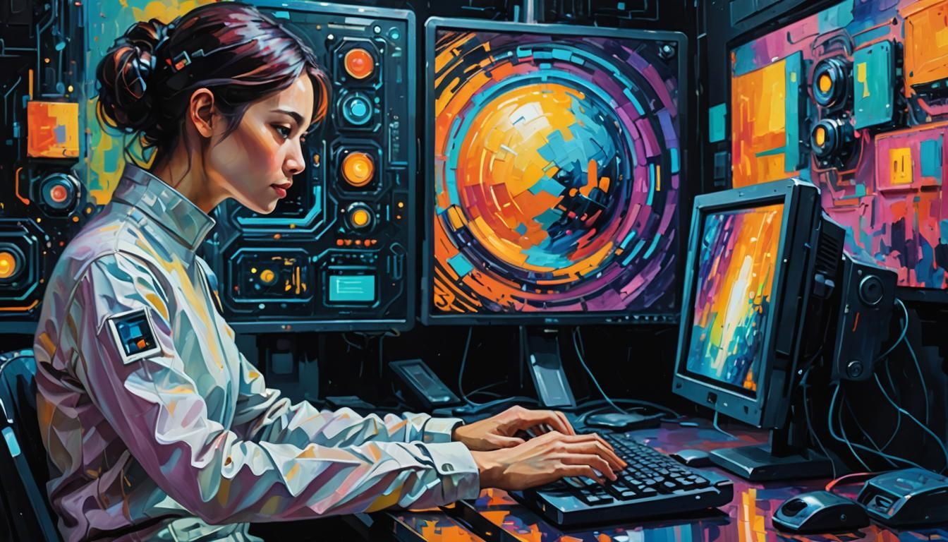 Futuristic AI Assistant in Neo-Impressionist Oil Painting