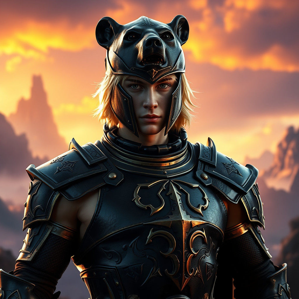 Heroic Knight in Dark Fantasy Landscape