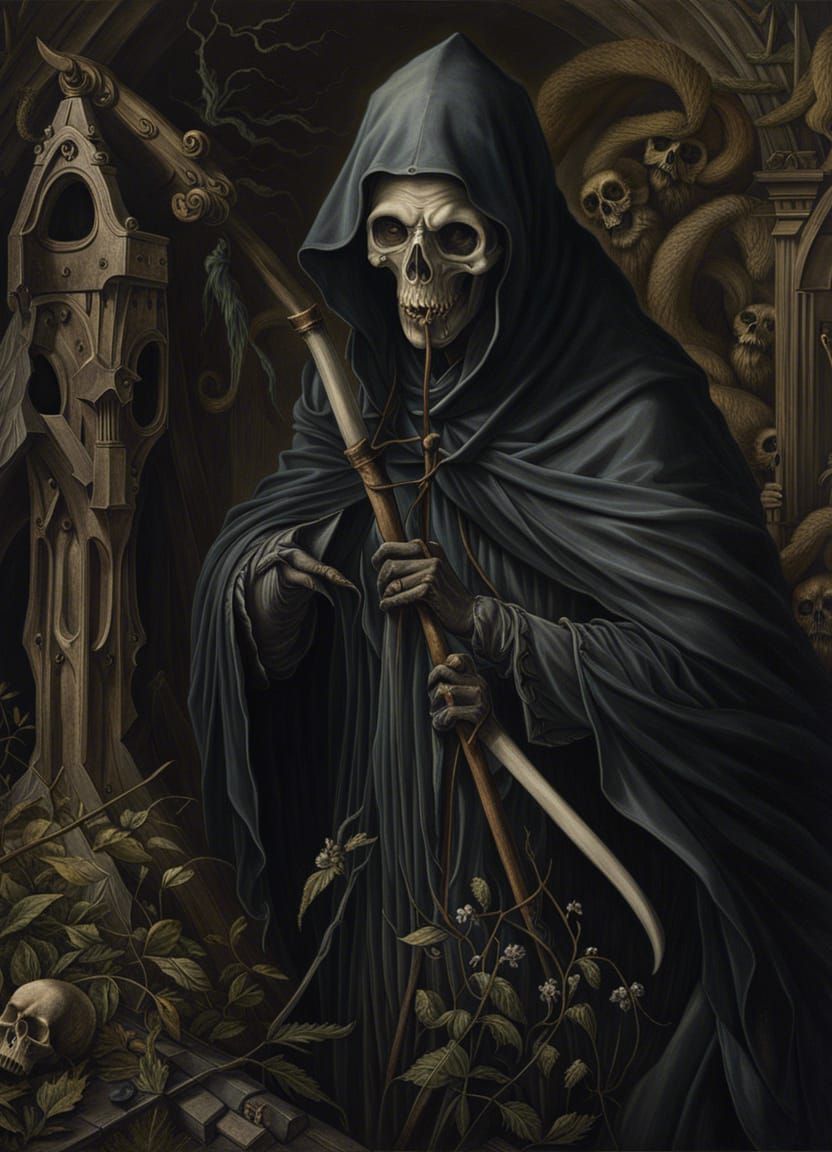 Menacing Grim Reaper Masterpiece in Dark Fantasy Style