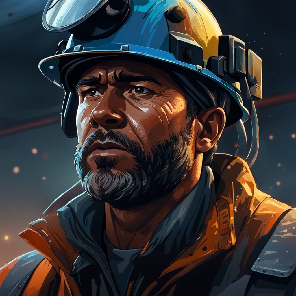 Oil Rig Worker Portrait in Digital Art Style