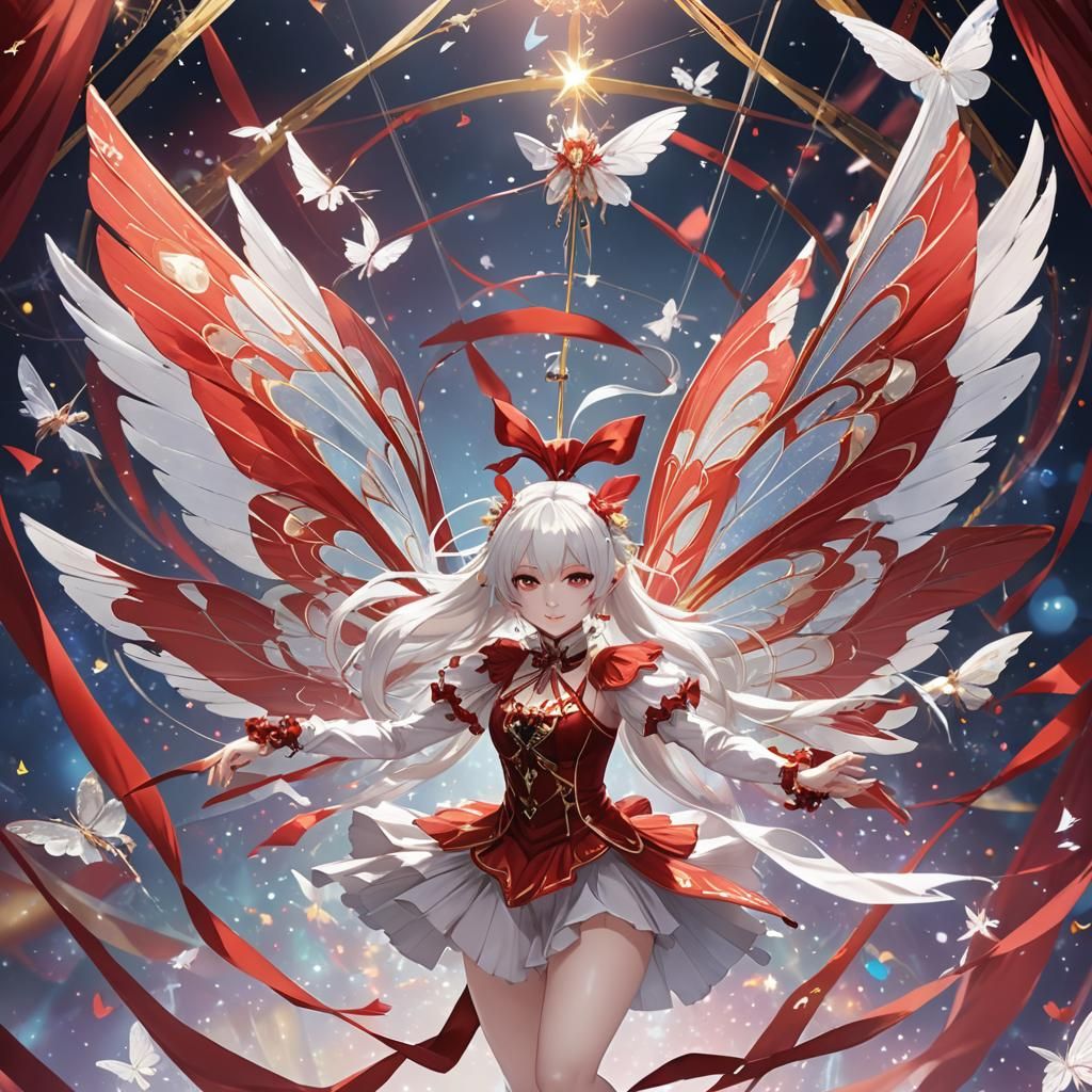 Anime Aerial Silk Performer with Fairy Wings