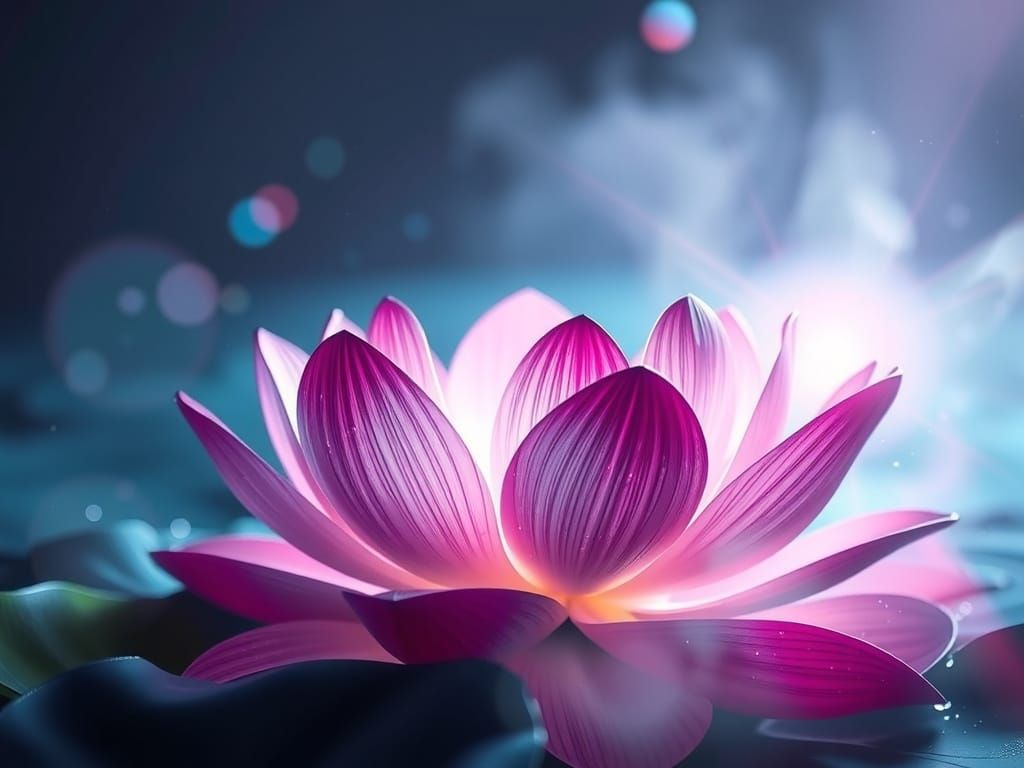Ethereal Lotus in Futuristic Neon Hues
