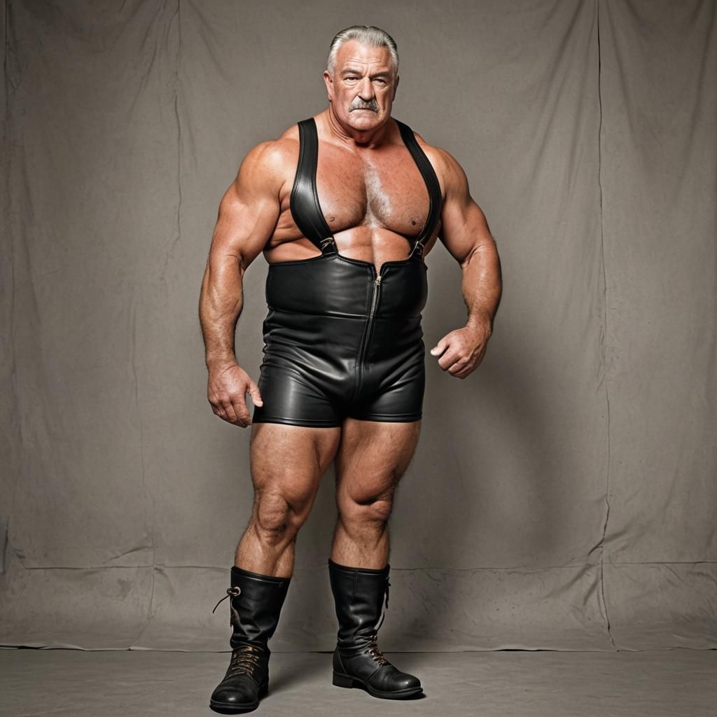 Confident Canadian Wrestler Posing in Trunks and Boots