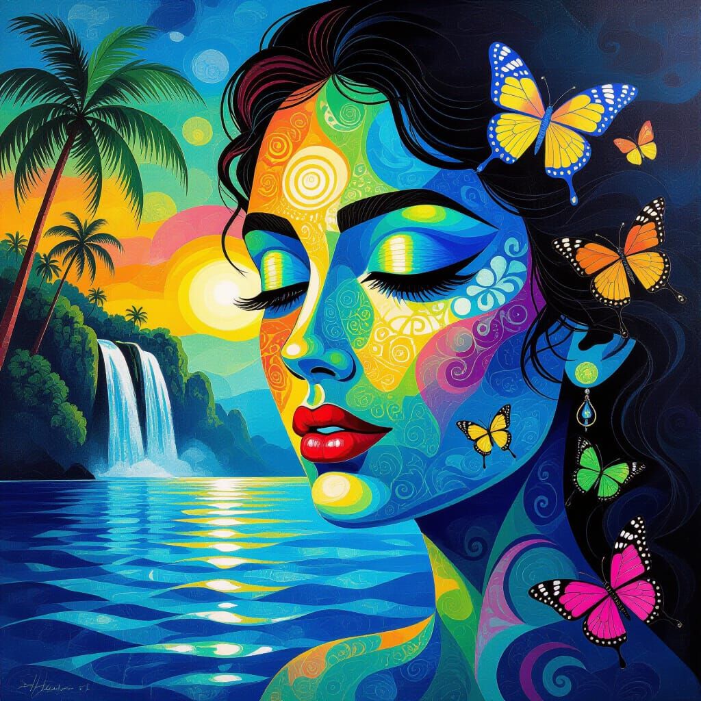 Psychedelic Face with Caribbean Dreams