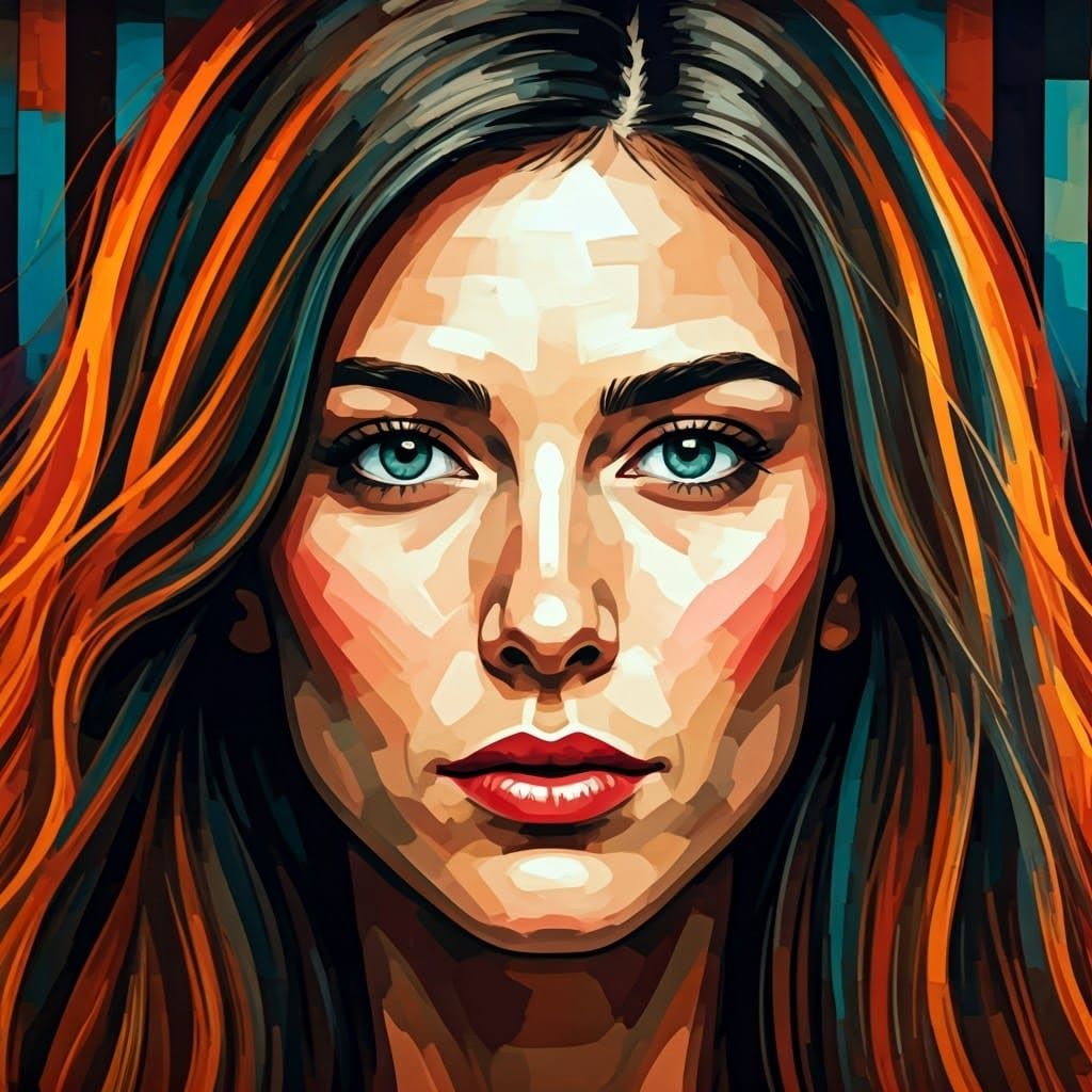 Expressive Abstract Portrait in Bold Colors