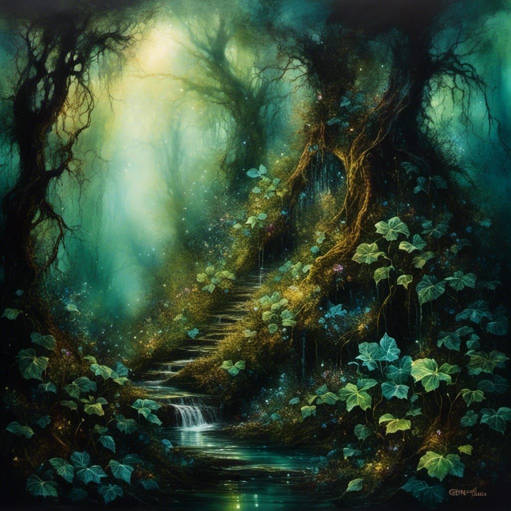 Grimdark Fantasy: Overgrown Ruins in Mixed Media