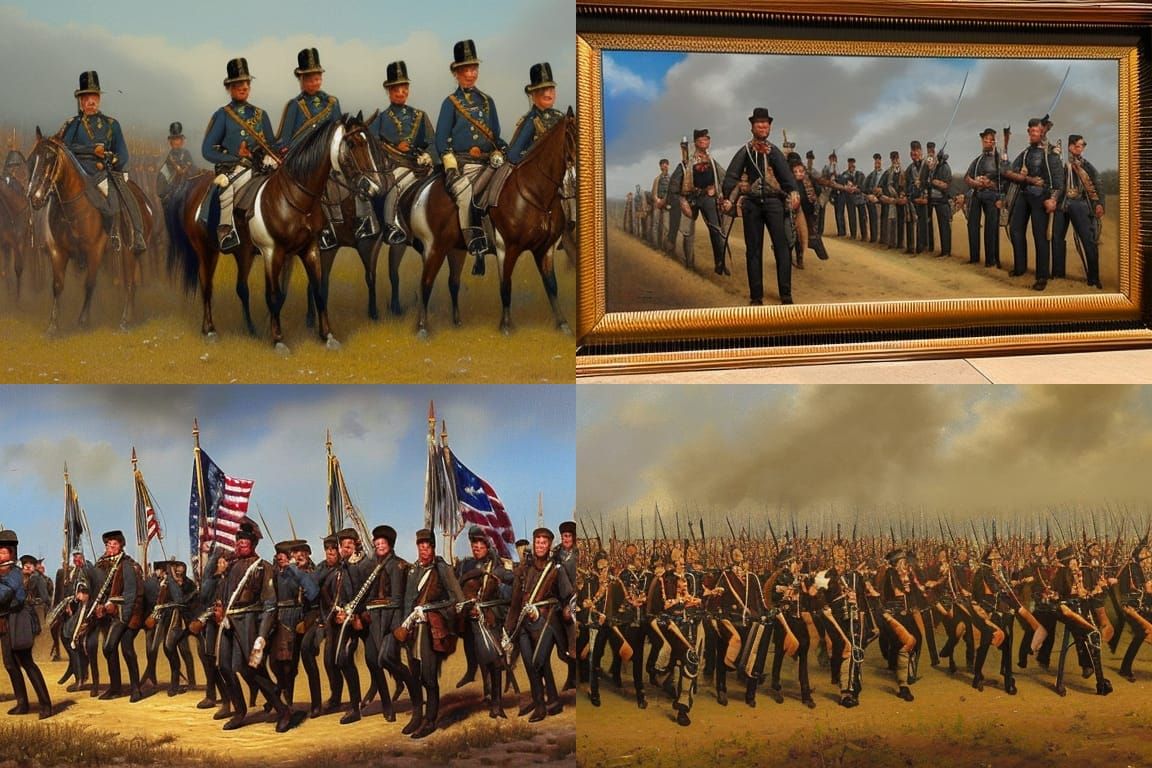 Civil War Infantry Regiment: Oil Painting Style