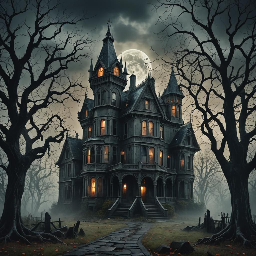 Creepy Haunted House in Dark Fantasy Style
