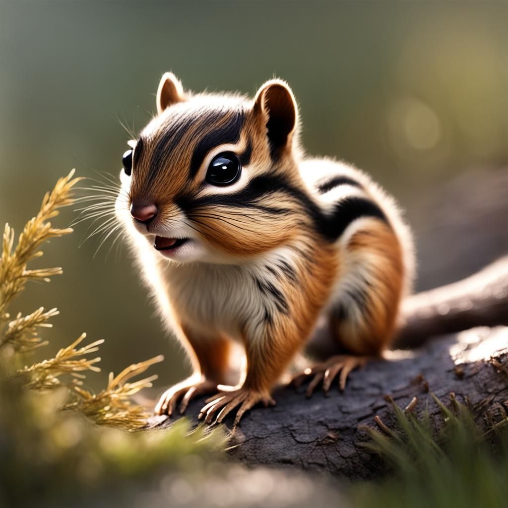 Realistic Image of a Cute Baby Chipmunk