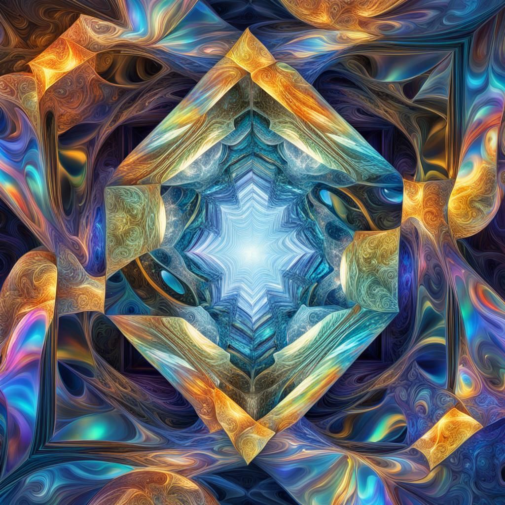 Psychedelic Glass Cubes Reflecting a Cosmic Dreamscape