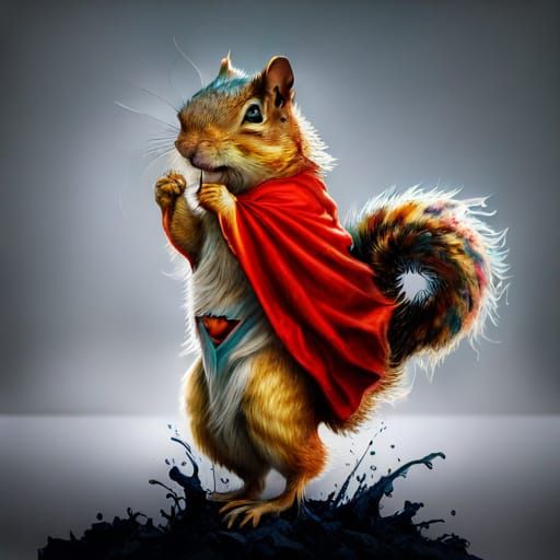 Adorable Superhero Squirrel in Epic Pose