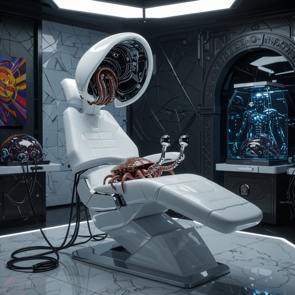 Futuristic Lab with Insectoid Dental Chair