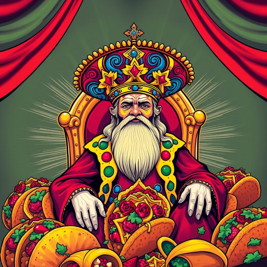 Vibrant Taco King in a Fantastical Fiesta