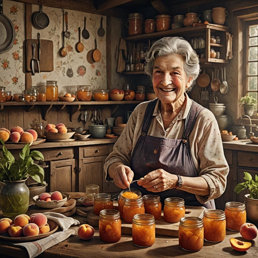 Peach Preserves Still Life in Detailed Matte Style