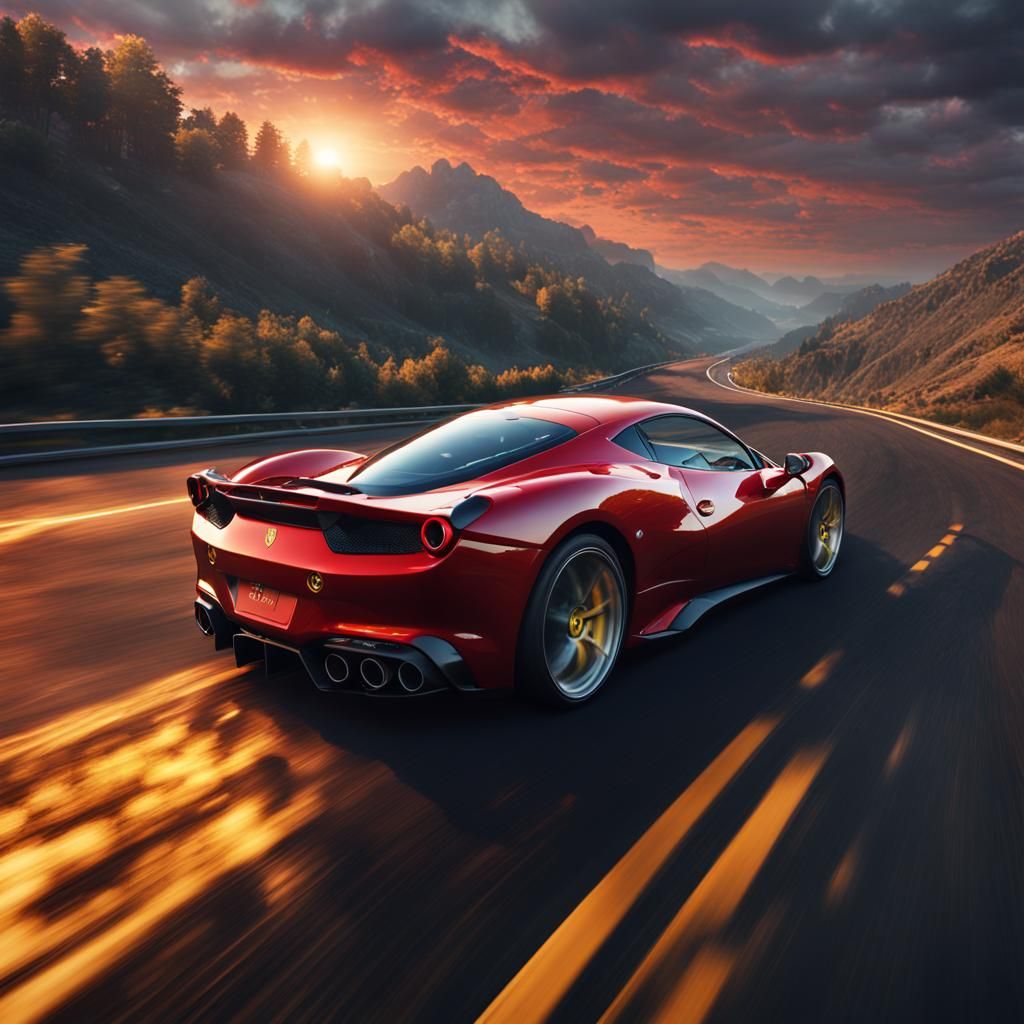 Jackass Driving Ferrari: Detailed Matte Painting