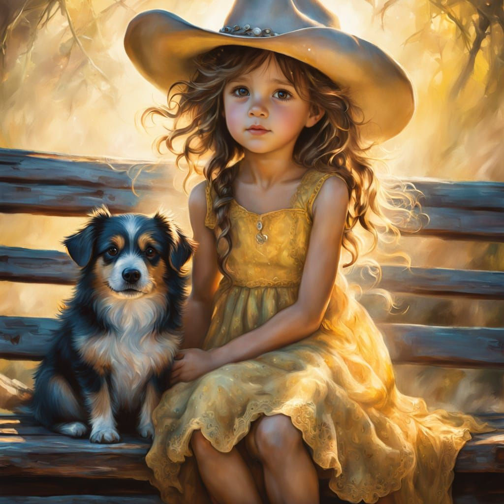 Little Girl in Italian Village: Ethereal Fantasy Painting