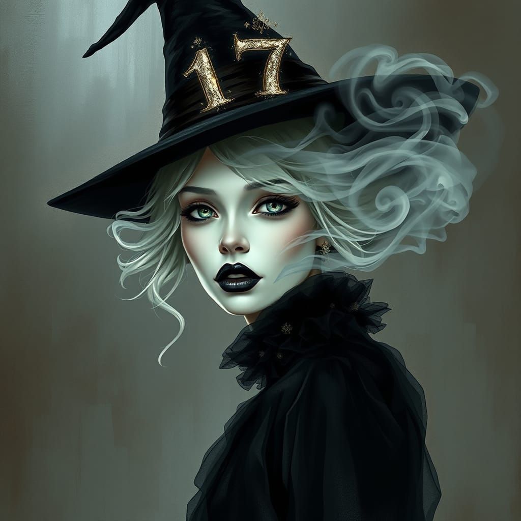 Surreal Witch Dissolving Into Spooky Magical Mist