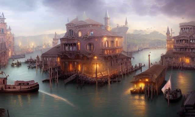 Steampunk Venice: Whimsical Living Bridge City