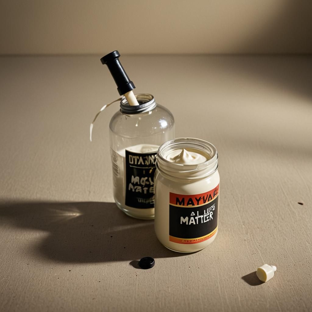 Mayonnaise Jar with BLM Sticker, Film Noir Style