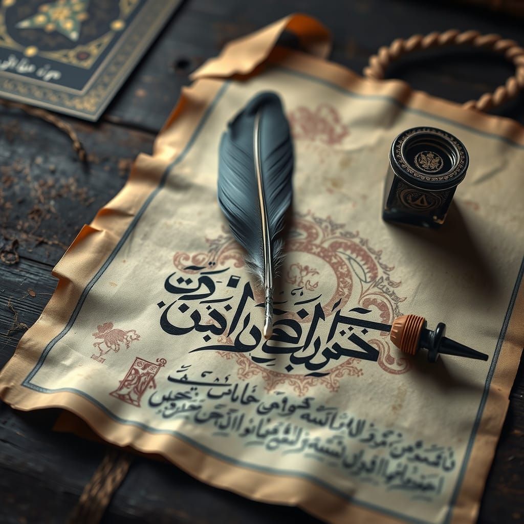 Arabic calligraphy (With feather and inkwell)