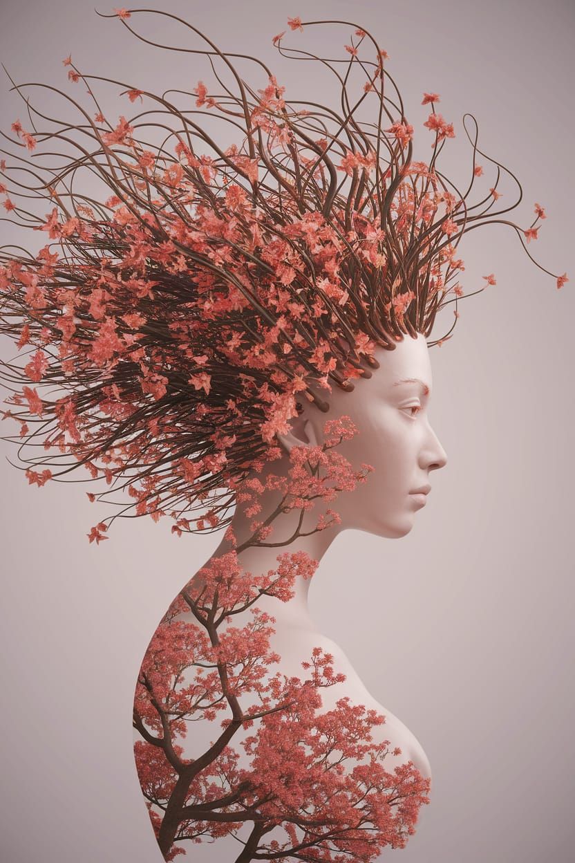 Surreal Sakura Goddess in Autumn Profile