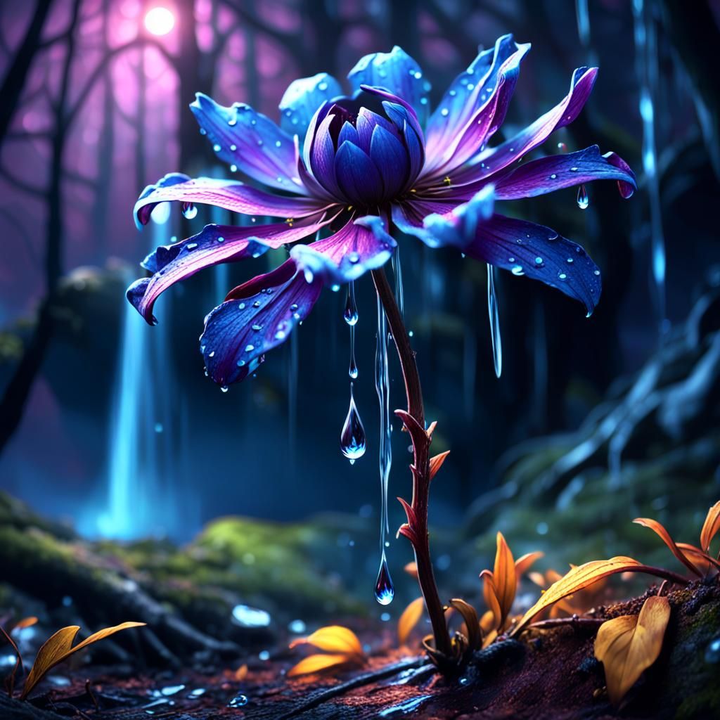 Withered Flower in Dark Forest: Fantasy Concept Art