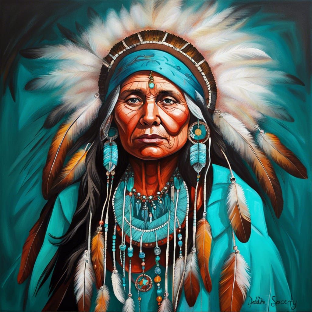 The Creator of the Dream Catcher, Wearing Her Creation to Hone Away Bad Dreams