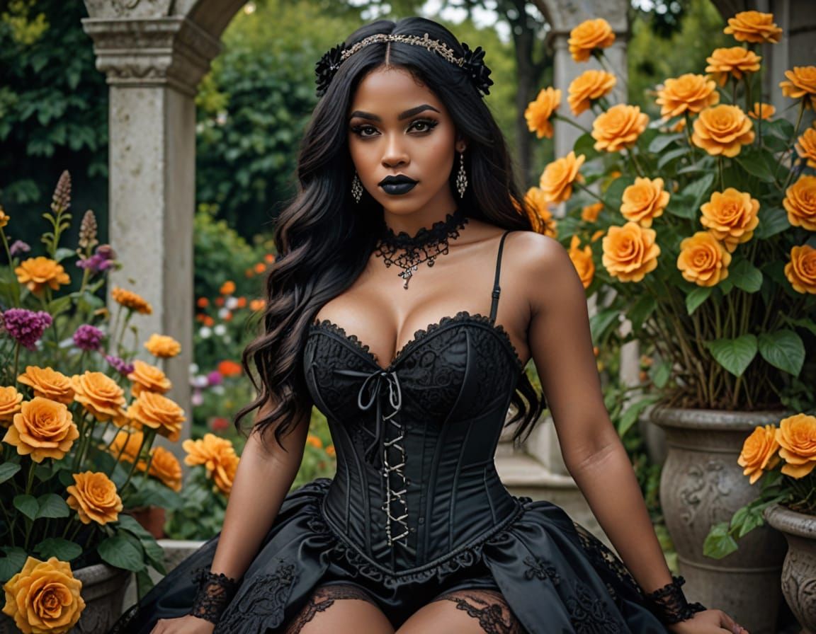 Dominican Woman in Gothic Sci-Fi Wedding Dress Portrait