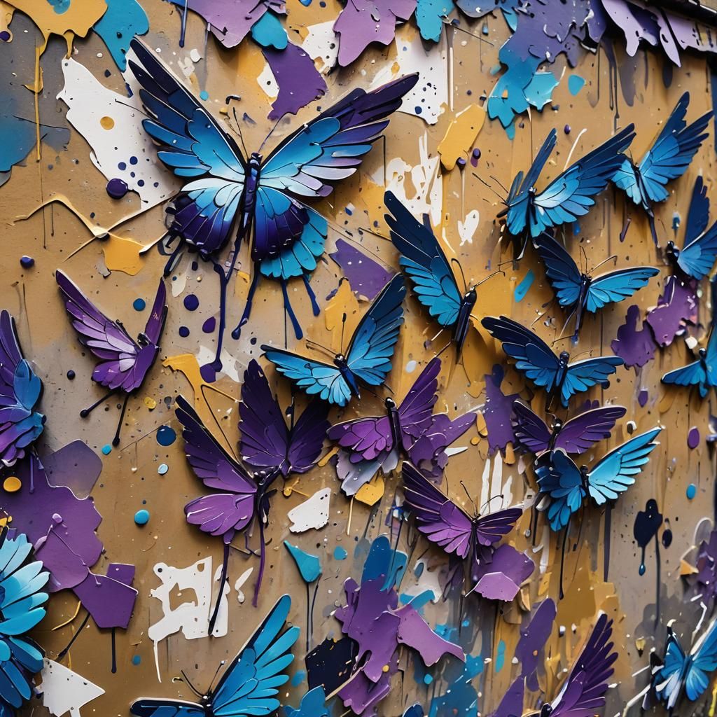 Winged Price Tags in Urban Graffiti Art