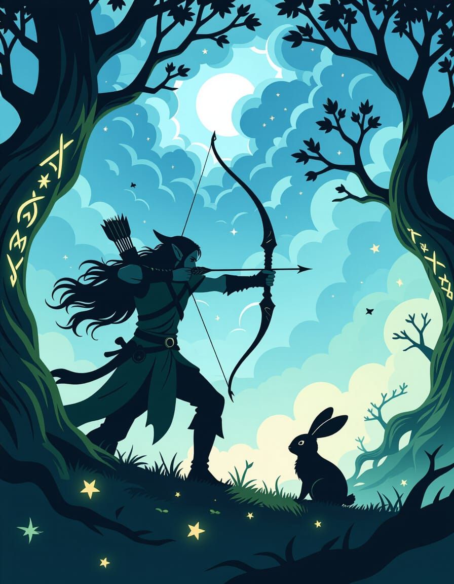 Dark Fairytale Elf Archer Defends Mystical Grove