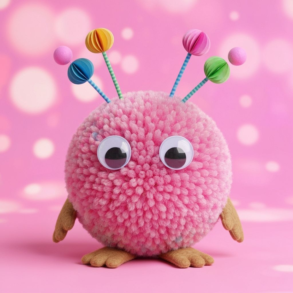 Whimsical Pom Pom Creature with Googly Eyes