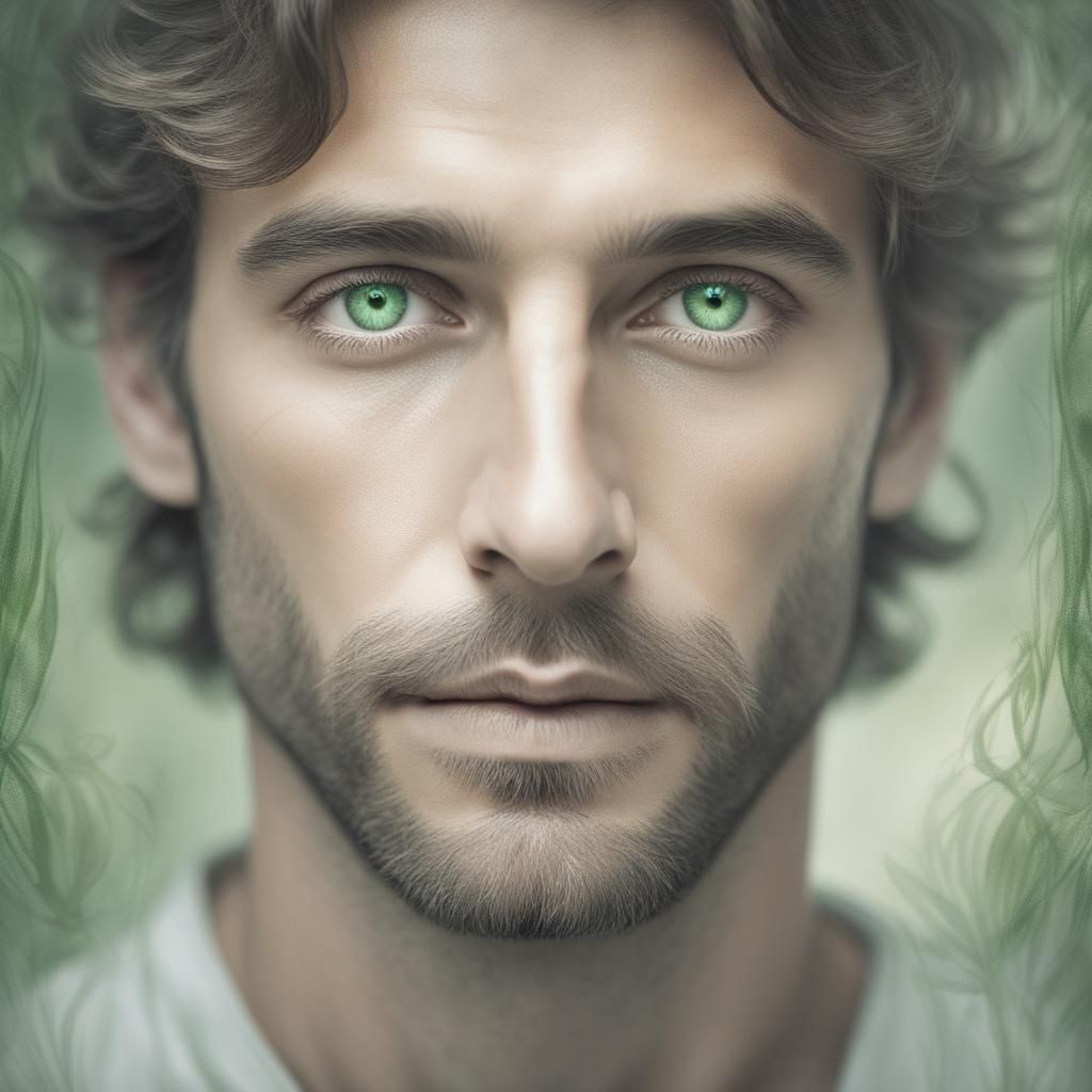 Ethereal Portrait of a Handsome Man, Art Nouveau Style