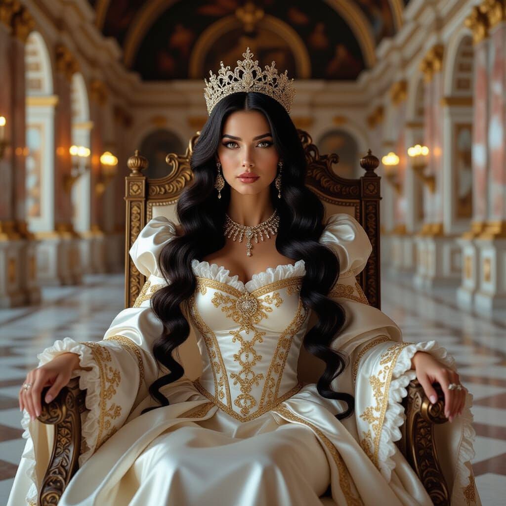 Majestic Italian Lady in Baroque Renaissance Hall