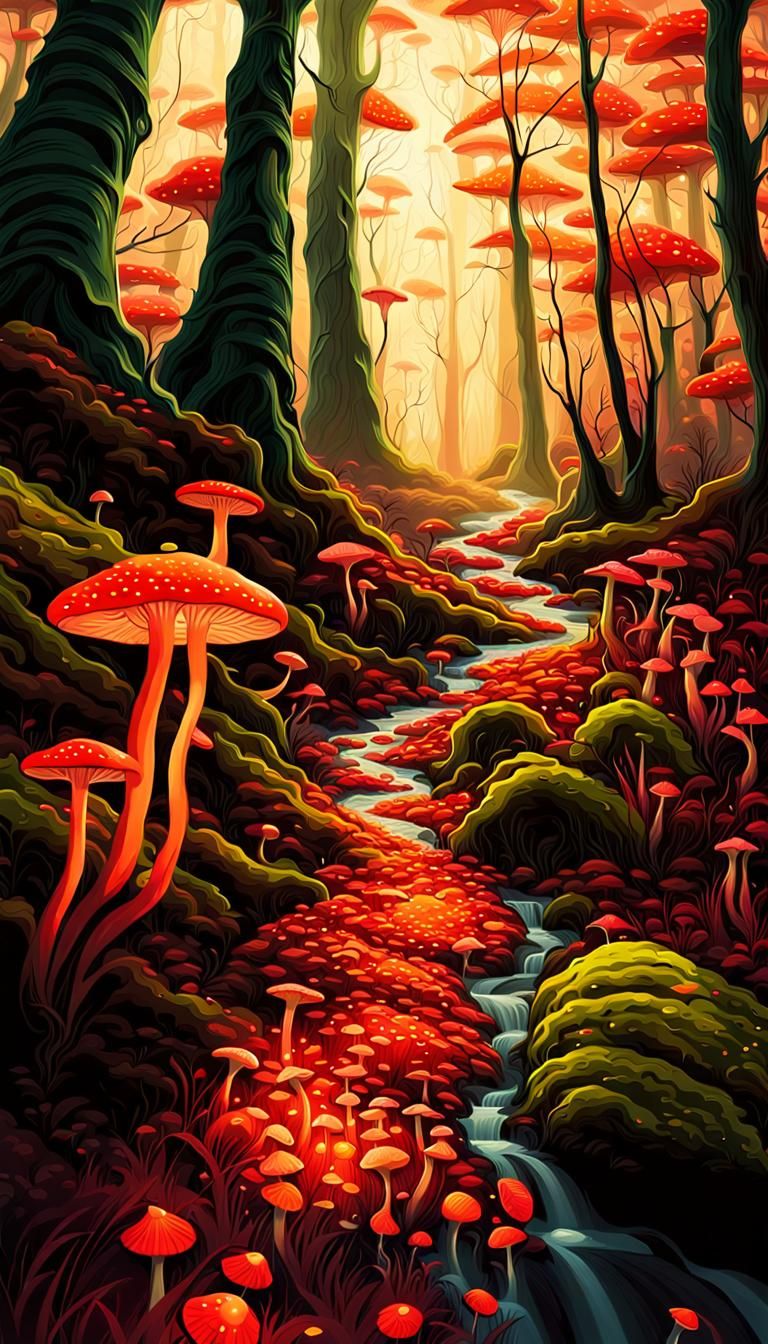 Mystical Amazonian Forest Path in Autumn