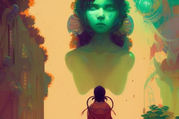 Xōchiquetzal Portrait in Elemental Art Style