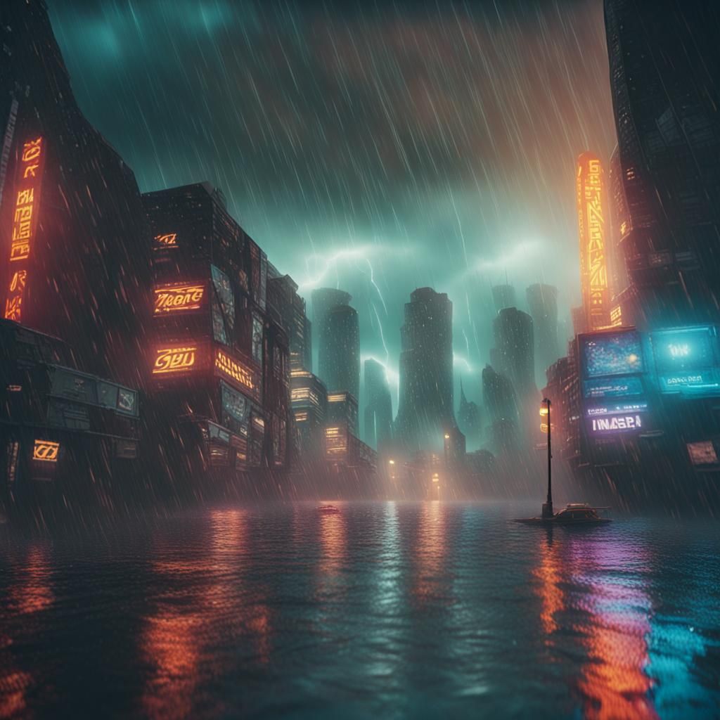 Flooded Futuristic City on Alien Planet