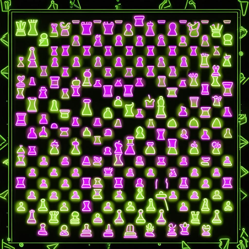 Neon Chessboard with Electric Illumination