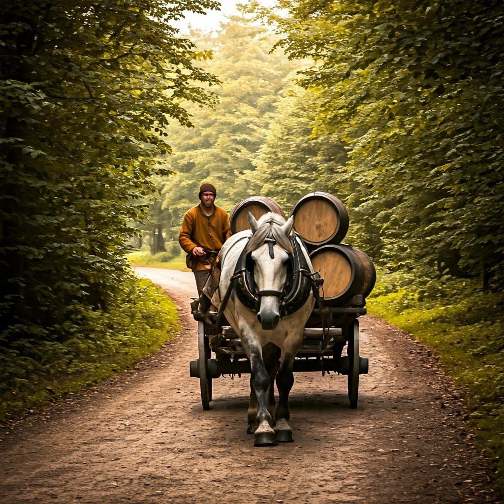 Medieval Village Scene in Warm Cinematic Style